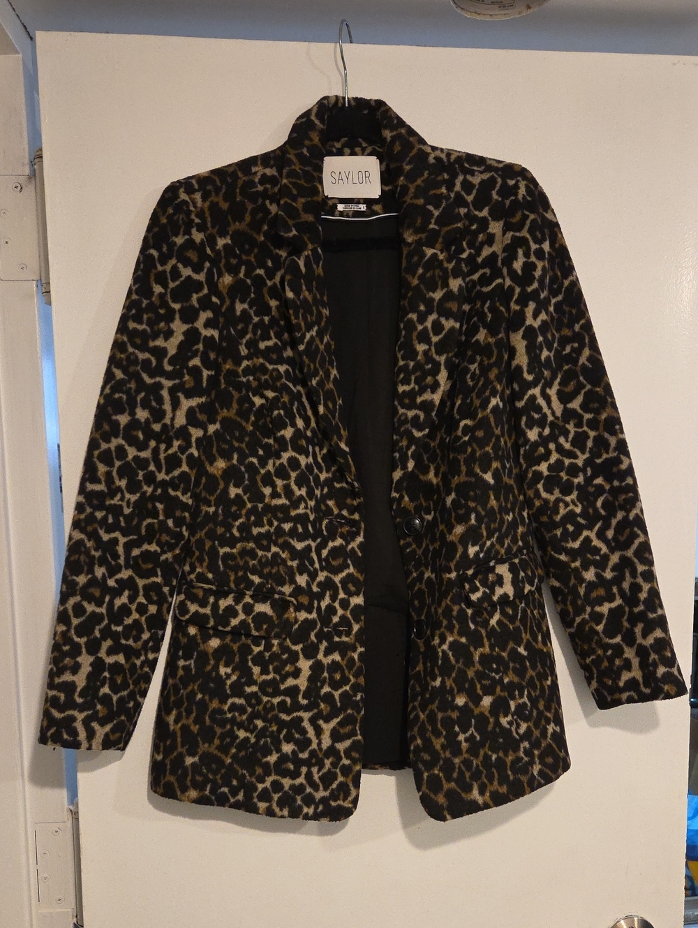 SAYLOR Leopard Print Blazer Jacket - Black and Brown